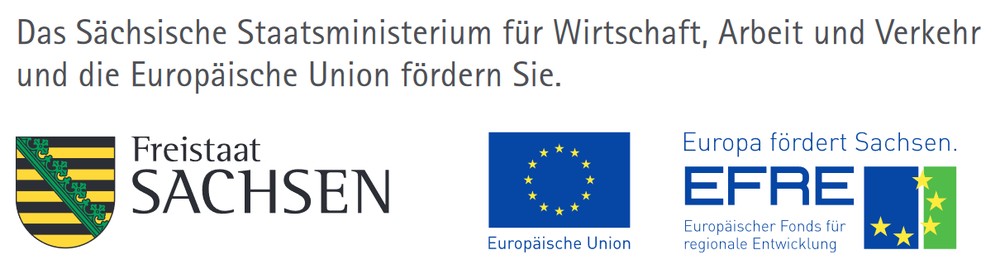 Gefördert durch den Freistaat Sachsen und die Europäische Union – EFRE, Europa fördert Sachsen